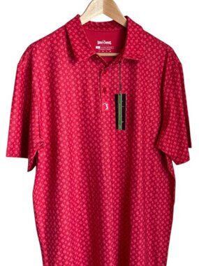 Bogey Bros Golf Polo NWT Large Red Bird Finger Print | Funny Golf Shirt | Men’s